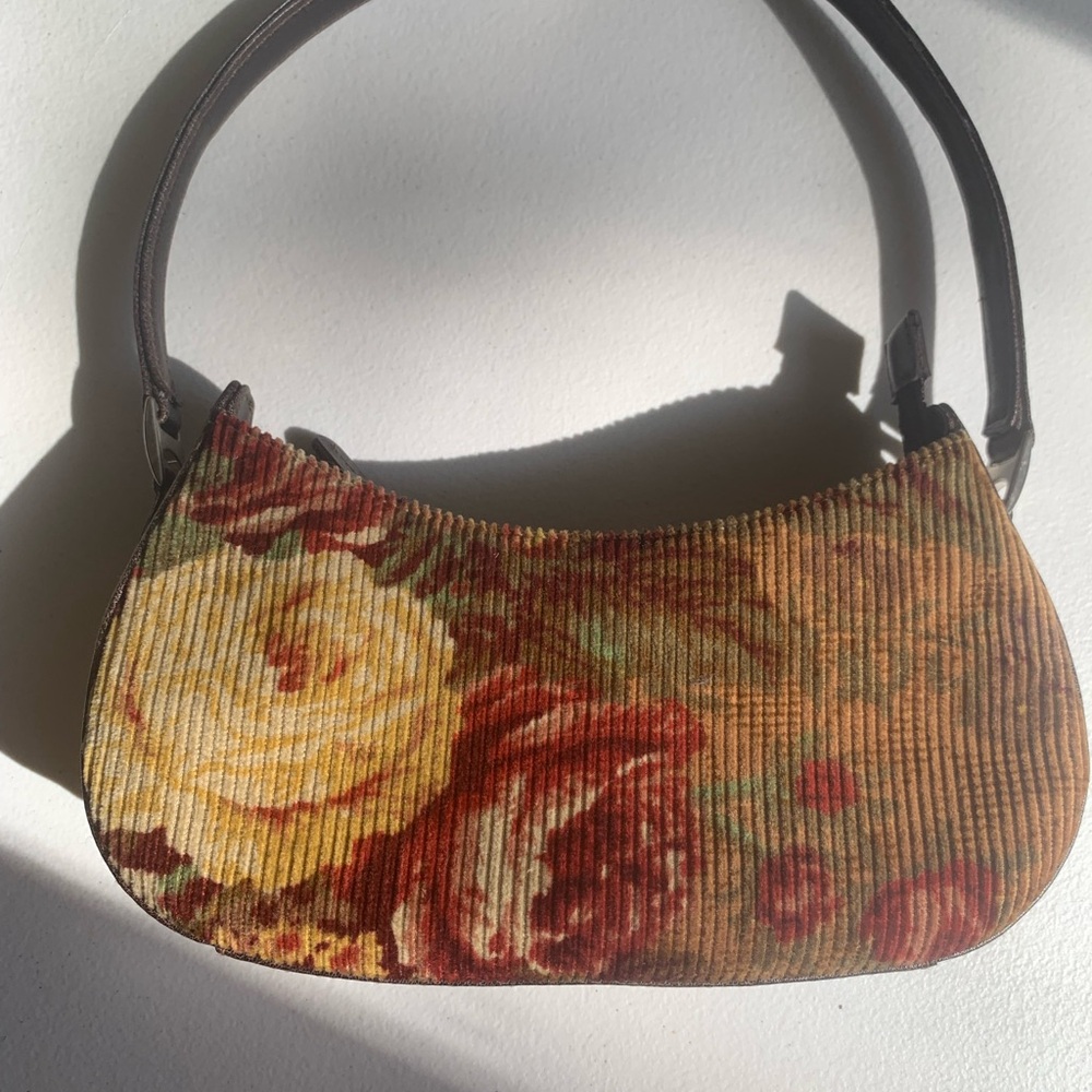 Liz Claiborne Floral Corduroy Shoulder Bag